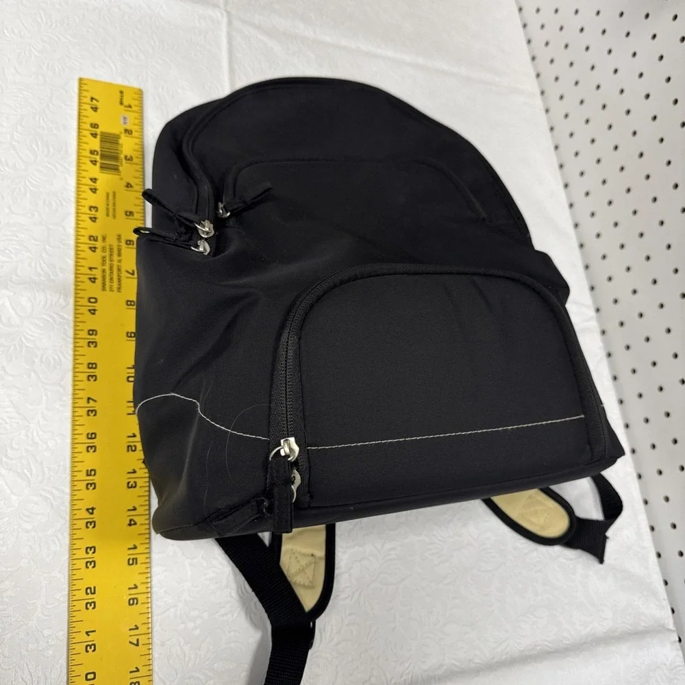 Black Nylon Backpack‎ Small Casual Travel Daypack Multiple Pockets